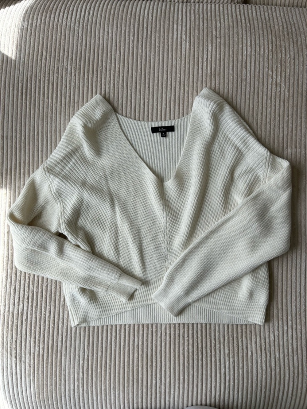 Lulus V-Neck Cream Knit Sweater